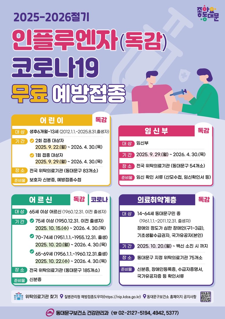 동대문구, 인플루엔자 무료 예방접종 ...