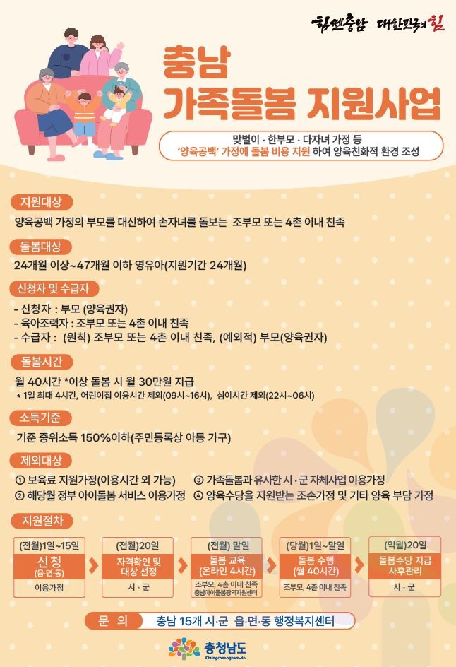 ‘충남형 가족돌봄 지원’ 본격 시행