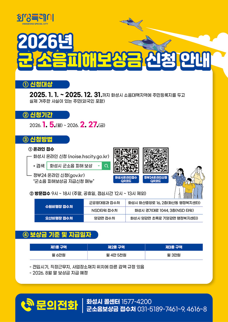 화성특례시, 2026년도 군 소음피해...